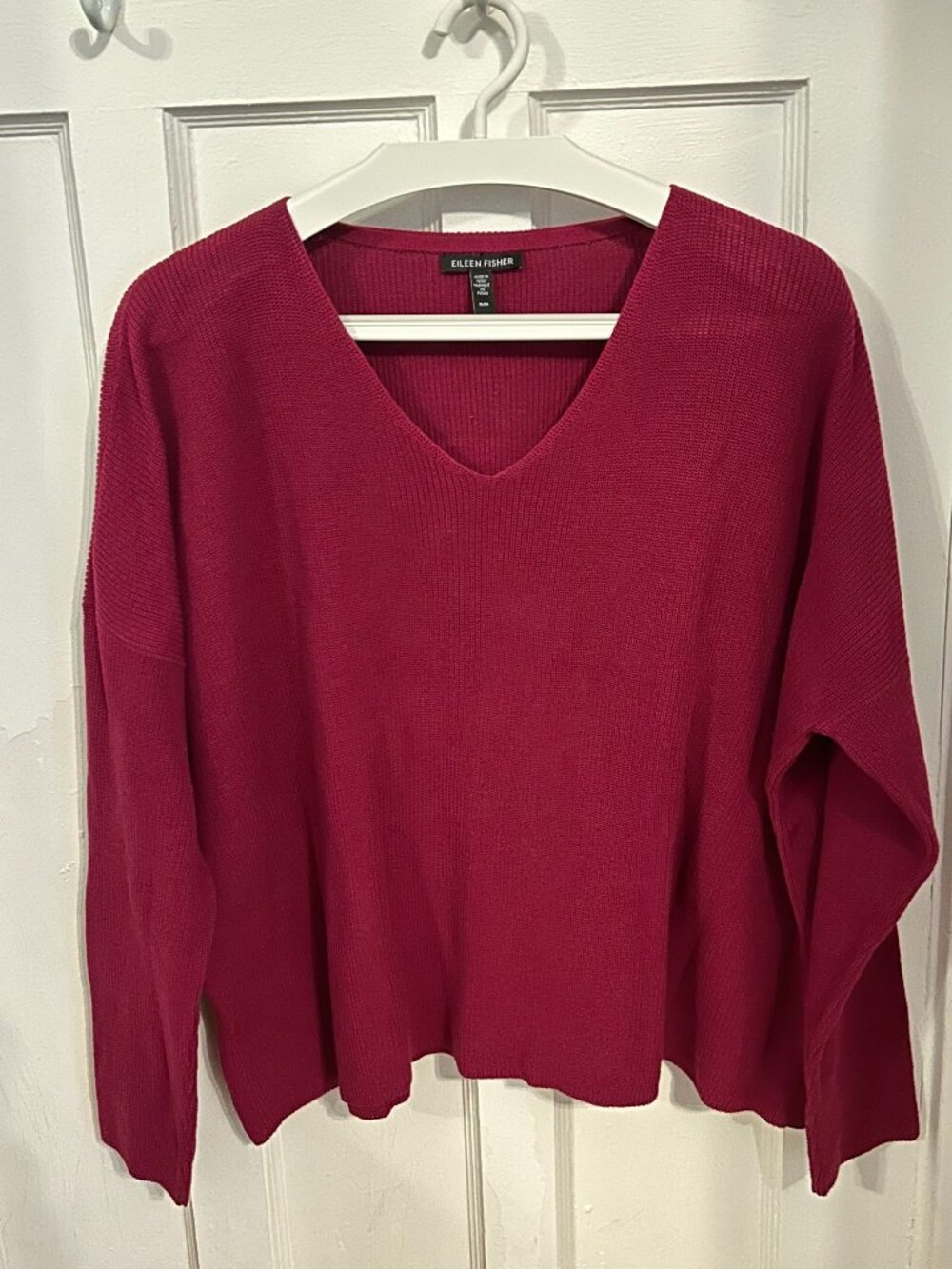 Eileen Fisher V-Neck Sweater | Raspberry Pink | Size M | Good Condition